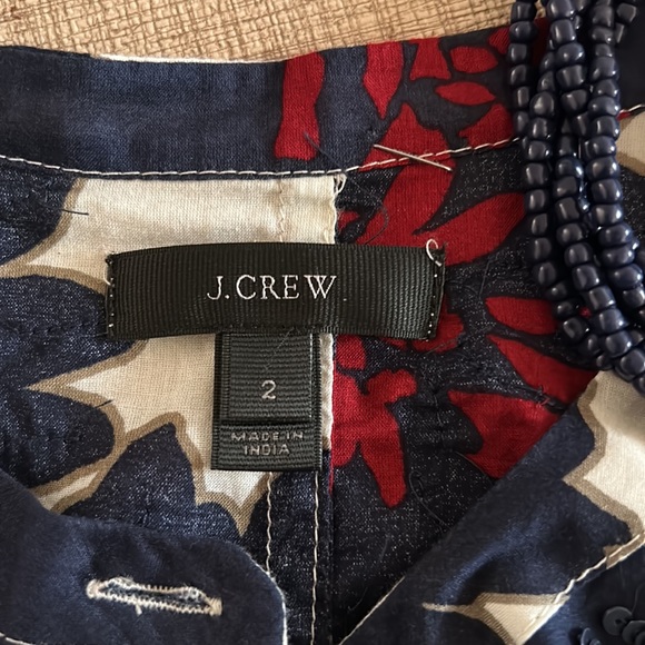 J. Crew sequin tank navy, burgundy, cream sleeveless. Button front. Dressy - Picture 9 of 10